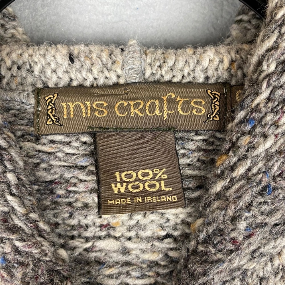 Inis Crafts Wool Fair Isle Hooded Full Zip Cardigan Sweater Womens S Grey Irish - Picture 4 of 8